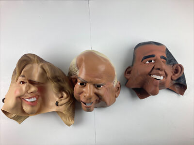 Lot Of 3 2008 Disguise Mask Barack Obama, Clinton, McCain
