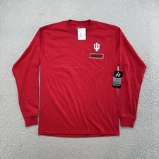 Indiana Hoosiers Mens Red Long Sleeve Crew Neck Shirt Russell Size Medium NEW