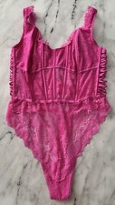 Victoria's Secret Wicked Corset Bodysuit Teddy Pink Boned Lace Thong Nwt XL