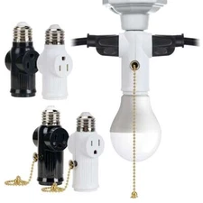 2/3Prong Light Bulb Outlet Socket Adapter E26 Screw Light Socket to Plug Adapter