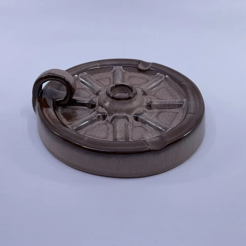 Vintage Frankoma Wagon Wheel Brown Satin 6 1/2” Ashtray