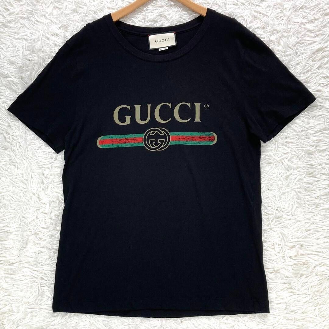 GUCCI Logo Washed Oversized T-shirt Black Vintage Length GUCCI Logo Washed Oversized T-shirt Black Vintage Length