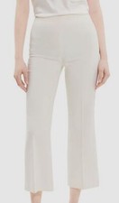 Theory Women's Ivory Wool Blend Tailor Kick Flare Cropped Pants Size 0