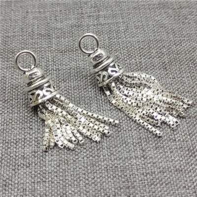 Sterling Silber Box Chain Quaste Charm Anh?nger f��r Halskette