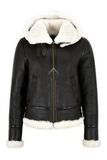 Ladies B3 Sheepskin Jacket Hooded Winters Real Shearling White Fur Jacket F-05