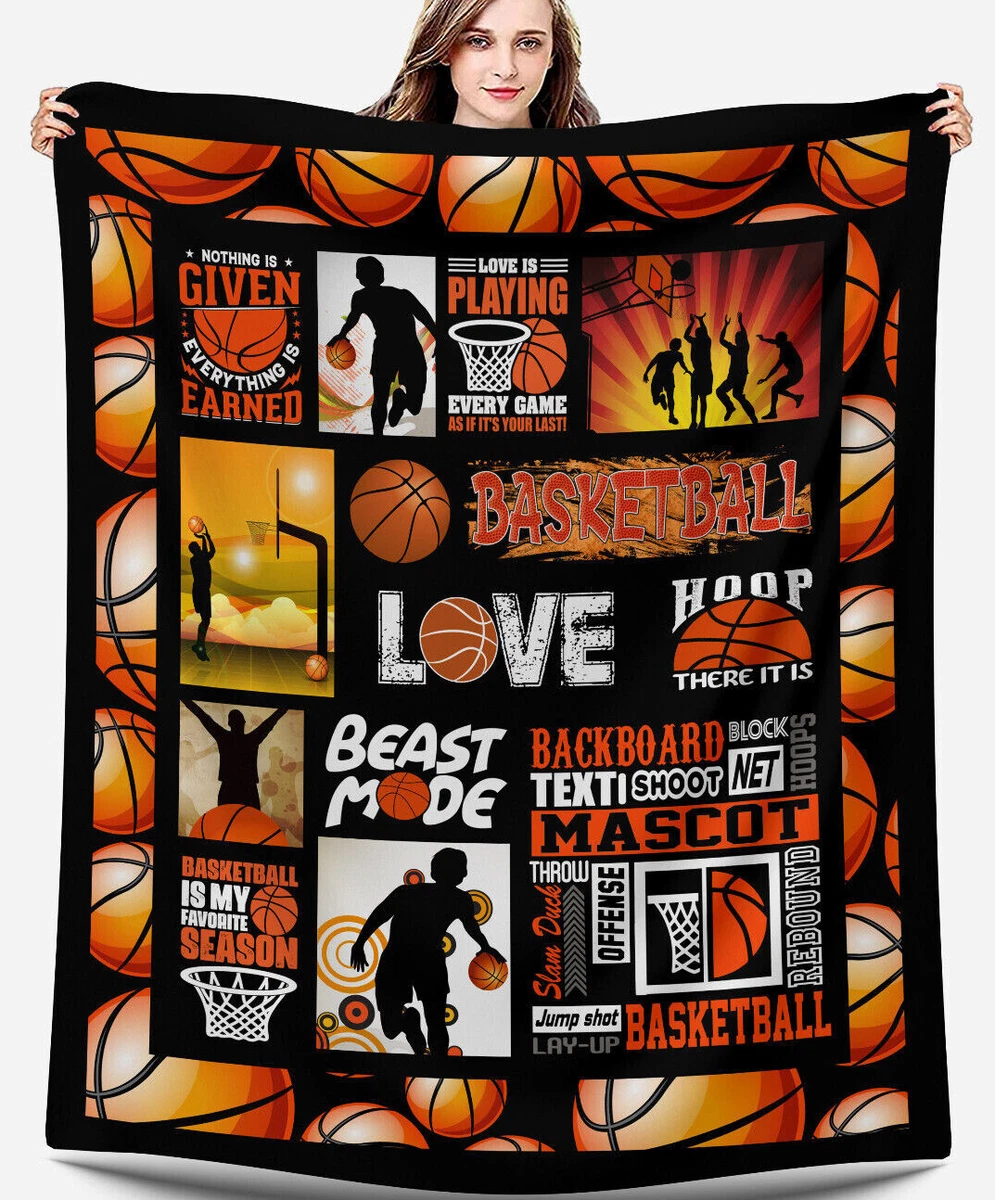 Basketball Collage Velveteen Throw Blanket 1 Sports Baller Player