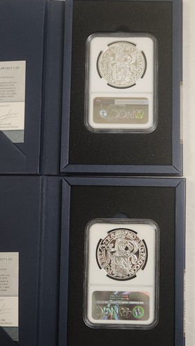 (2) 2017 Netherlands 1 oz Silver Lion Dollar Restrike Coins NGC PF70 & MS70 COA - Picture 3 of 3