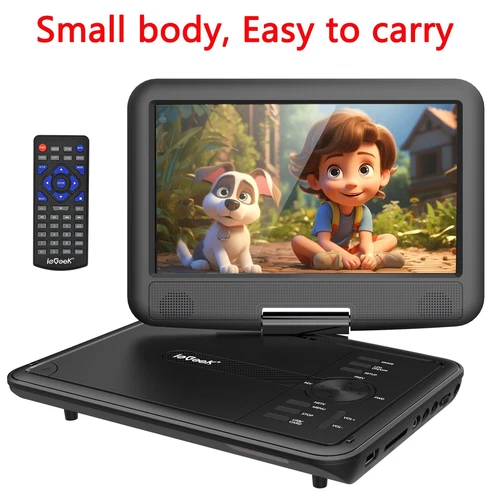 ieGeek 11.5 "مشغل DVD محمول مع شاشة دوارة عالية الدقة، بطارية، دعم CD/DVD/USB
