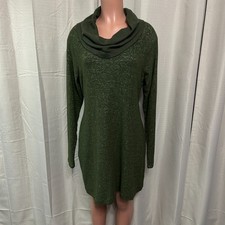 Cabi Solace Cowl Neck Sweater Dress Women's Size Medium Olive Green Pullover