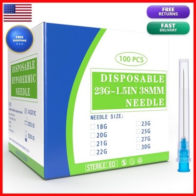 Meterbox 100 Pack 23 Ga 1.5 Inch Disposable Needles Caps Scientific And