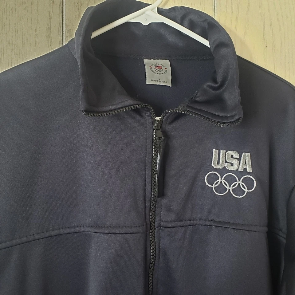 USA Comité Olímpico Azul Marino Cremallera Chaqueta Talla Grande Foto 3 de 4