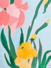 Original Abstract Tulips 11x14 Flower Painting Acrylic Teal Pink Wall Art Canvas — photo 2