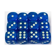 Koplow Dice d6 16mm Glow-in-the-Dark Spots Blue (12) New