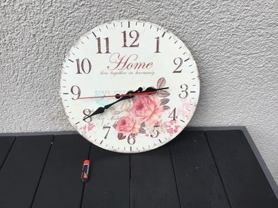 Wanduhr  ''Home - live together in harmony'',  Durchmesser: 30 cm, mit Batterie