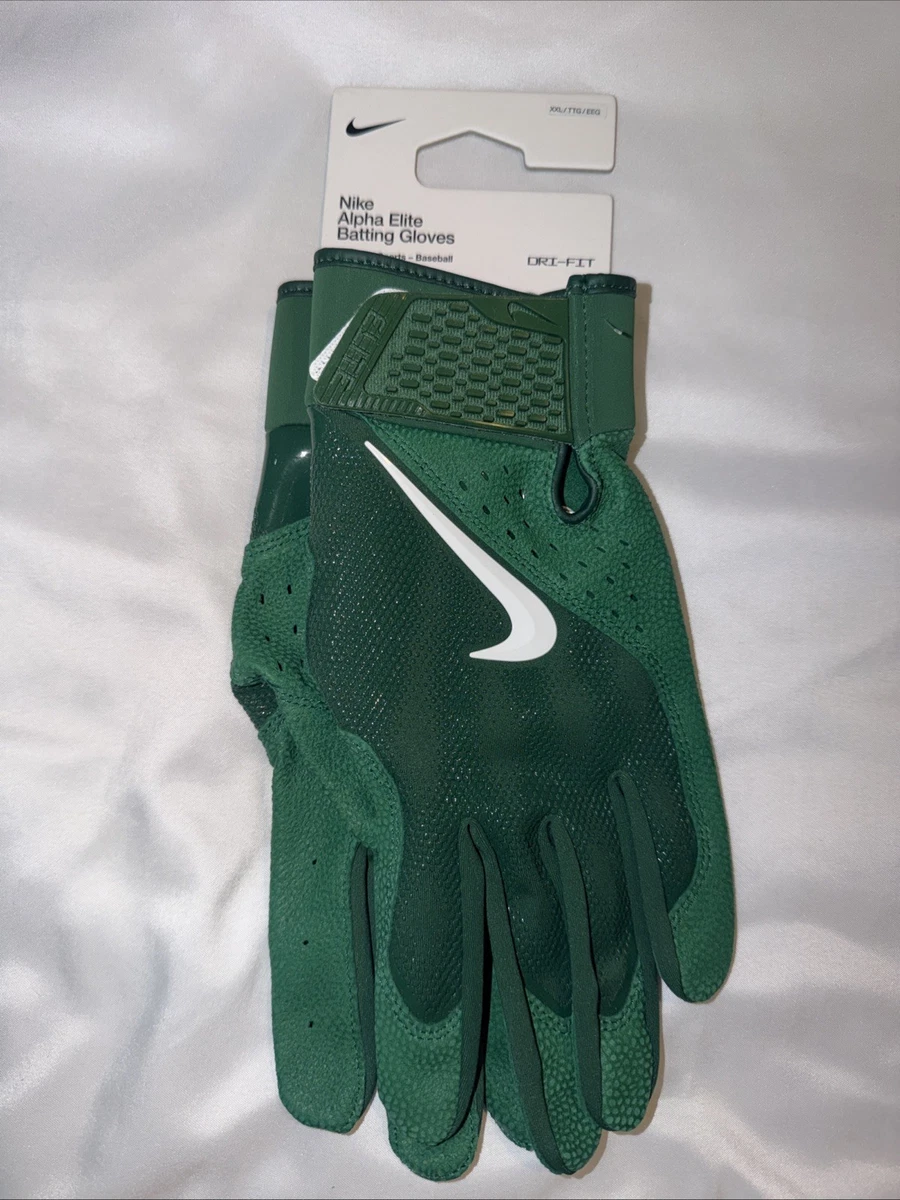 Guantes de bateo Nike Alpha Elite de béisbol $74 verdes y negros para hombre XXL