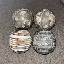 Set Of 4 Mango Wood Decorative Sphere Bowl Filler Orb Kirkland Brand 