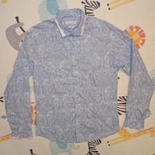 Nigel Hall Italian Shirting Long Sleeve Paisley Cotton Shirt Size Large Slim Fit