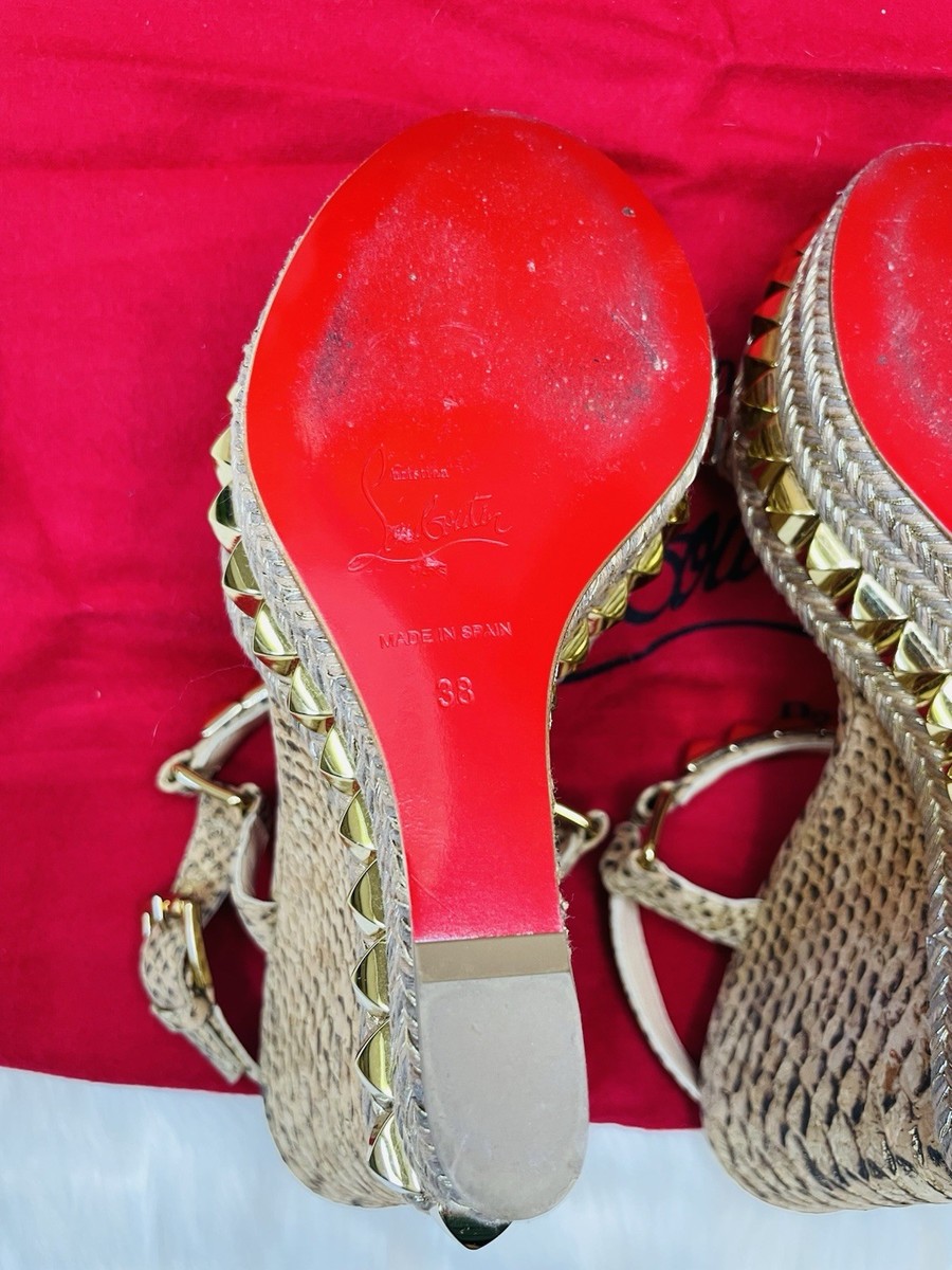 【アル様Christian Louboutin】Cataclouカタクロウ☆38 Christian louboutin cataclou 140 Wedge Size 38 (8 Women's US) Cork