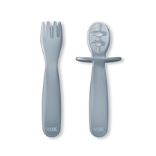 NUK for Nature Pretensil Dipper Spoon and Fork Set, Easy to Grip for Self
