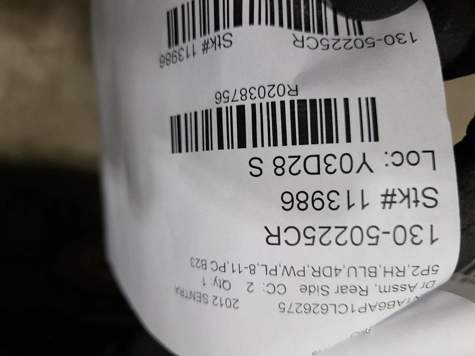 10-12 NISSAN SENTRA Passenger Rear rh Side Door Electric Blue H21009AAAA Foto 3 de 4