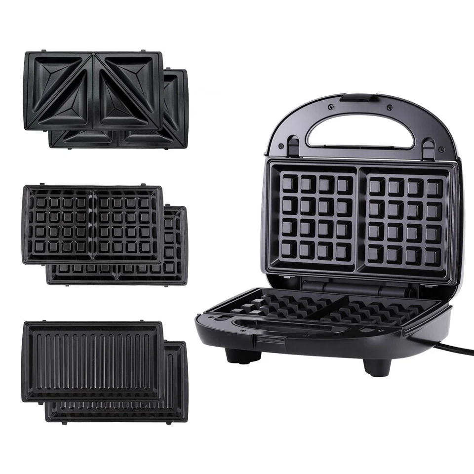 Devanti 3-in-1 Sandwich Press Waffle Maker Panini Press Grill 850W Fast Heating - image 4 of 4