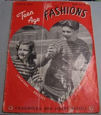Vintage Teen Age Fashions Chadwick's Red Heart Wools Knitting Patterns Book 187