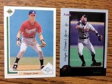Chipper Jones Lot  91 Upper Deck RC #55 And  98 Bowman  Chrome Both High Grade