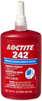 Loctite 24241 Blue 242 Medium Strength Threadlocker, 250 mL Bottle 250mL,