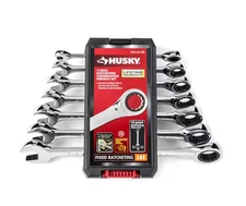 Husky 1005-665-281 Ratcheting 7 Piece SAE Combination Wrench Set W/Tray
