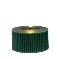LED Kerze Streifen H. 4Cm D. 7,5Cm DunkelgrüN Mit Timer Formano