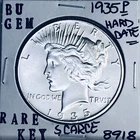 1935 P BU GEM PEACE SILVER DOLLAR UNC MS+++ U.S. MINT RARE KEY COIN 8918