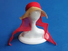 Vintage BARBIE Doll Straw Hat w/ Red Scarf #985 OPEN ROAD 1960's