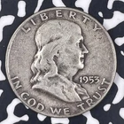 1953-D U.S. 50 Cents Franklin Half Dollar Lot#HZ156 Silver!