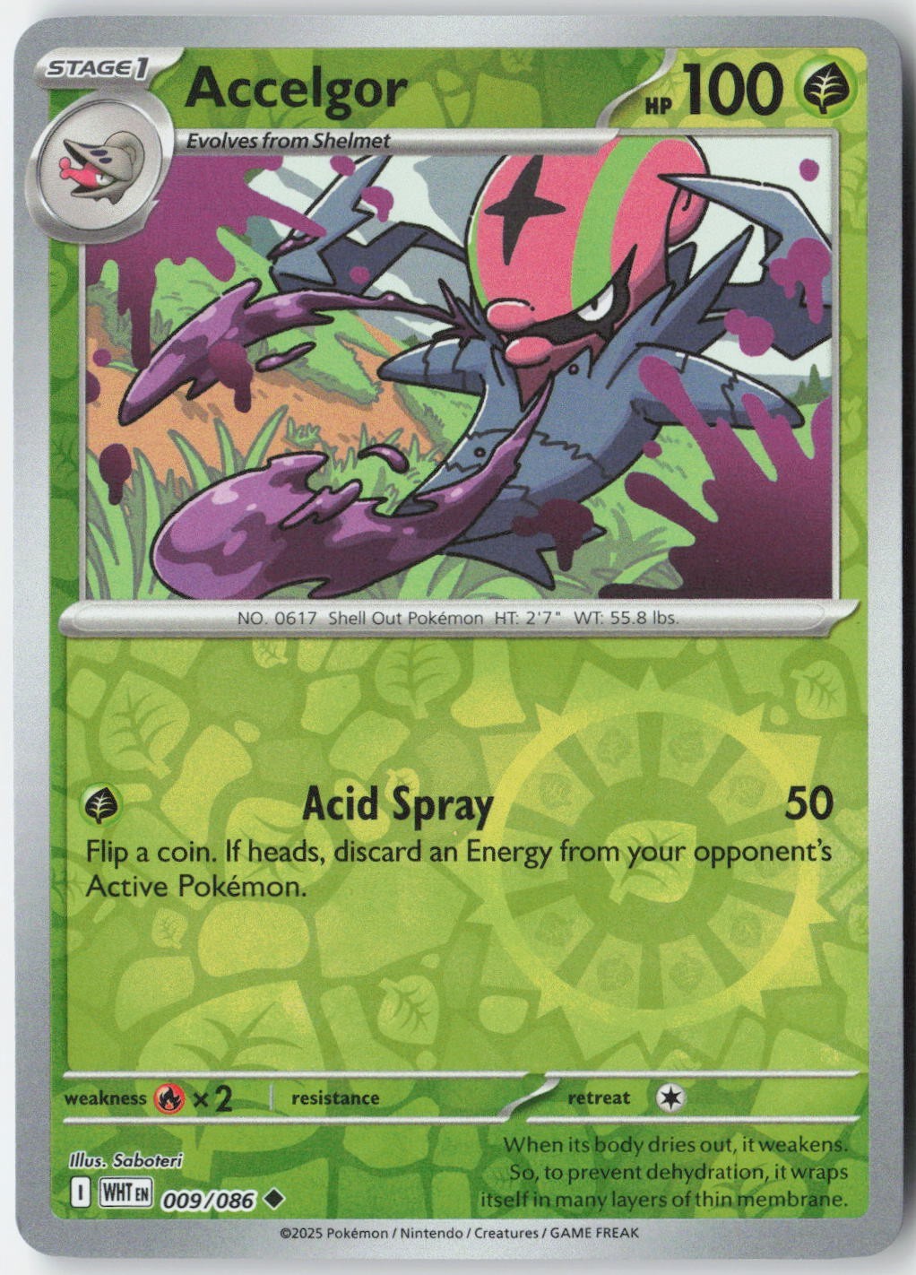 Pokemon - Accelgor #009/86 Reverse Holo - sv10.5w Uncommon
