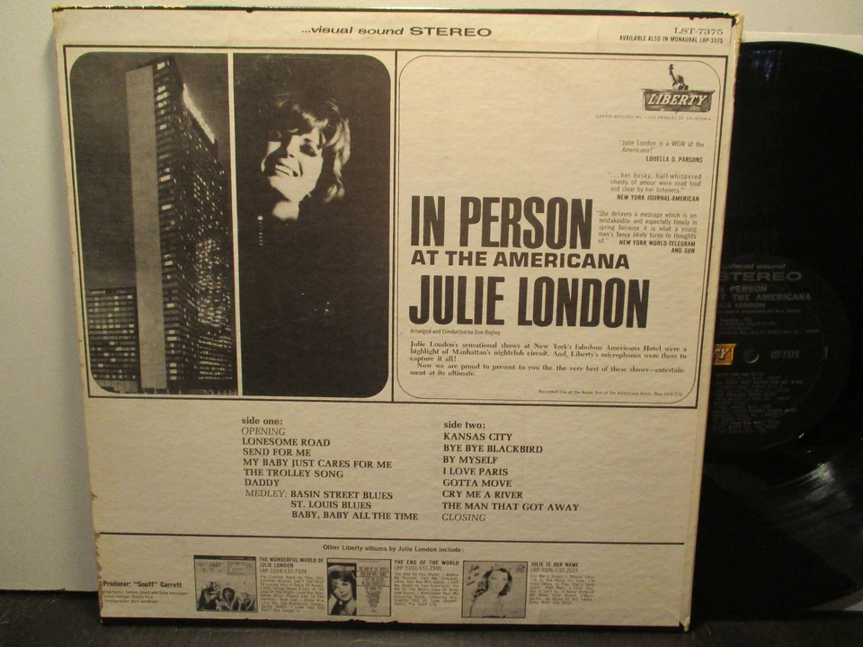 Julie London – In Person At The Americana, Liberty LST-7375, VG+/VG++, 1964 - Image 3 of 4