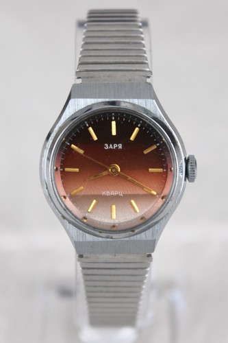ZARIA Damen Frauen Quarz Uhr rotes Farbverlauf Zifferblatt Vintage ZARJA Sowjetische UdSSR - Bild 2 von 8