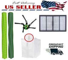 4 Pack Rollers Side Brush Filter Dust Bag For iRobot Roomba S9 S9+ (9150) (9550)