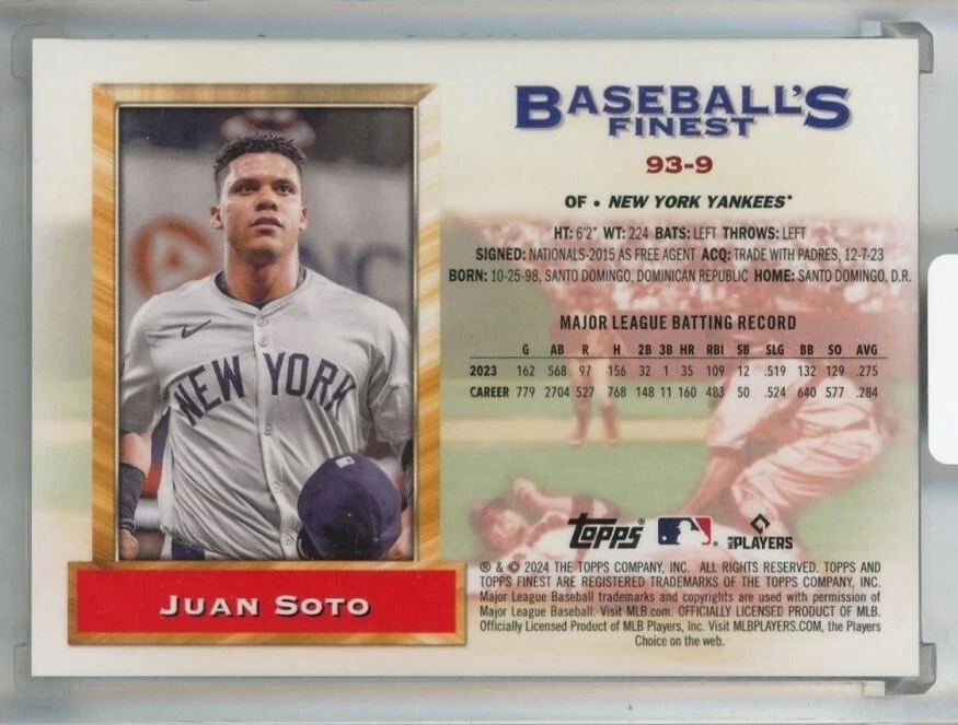 Juan Soto 2024 Topps Finest  What If…1993 Finest Prototypes #93-9 Gold 46/50 - Image 2 of 2