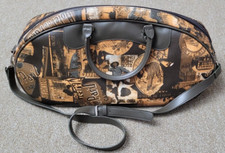 Sydney Love Lined Duffle Bag 20.5x10x7" Brown Multicolor Pvc Leather Vtg? Read