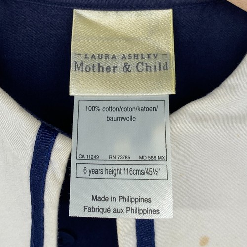 LAURA ASHLEY Dress Youth 6 Mother & Child Sailor Double Breasted Blue Vtg - Picture 17 of 21