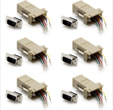 DB9-Male to RJ11/12 6 wire RS232 Modular Adapter Ivory, DB9 To RS232 6-Pack