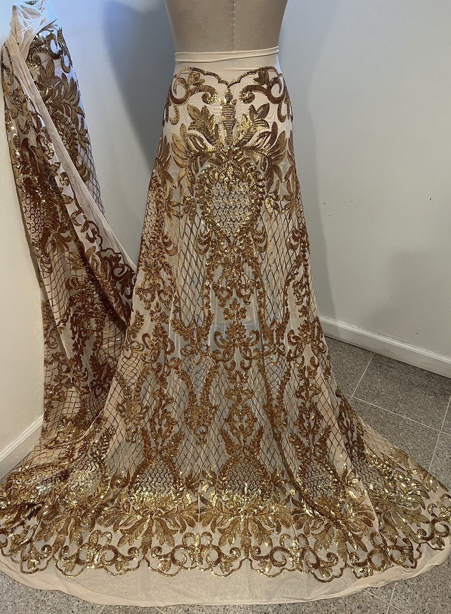 gold sequin dress fabric Stunning 3mm Gold Sequin Dressmaking Fabric by the Yard