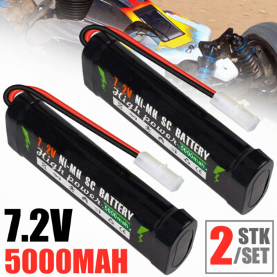 2 Stk 7,2V 5000mAh NI-MH Akku mit Tamiya-2P Stecker für RC Auto Boot Ersatzakkus