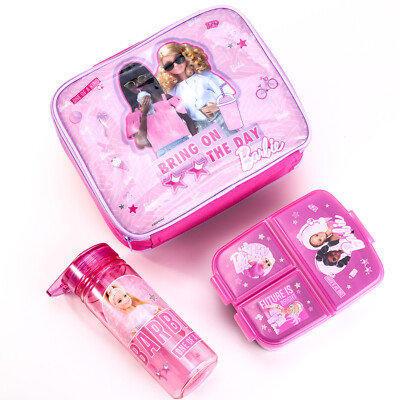 Barbie 3-Compartment Lunch Box For Kids - BPA Free Plastic, Snap Lid, Travel Friendly