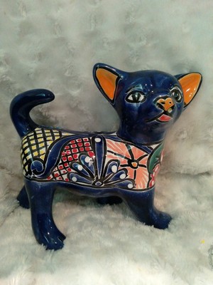 Talavera Mexican Chihuahua Puppy Dog Pottery Animal Figure Folk Art 8