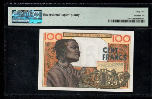Westafrikanische Staaten 100 Francs 1959 P-2b UNC PMG 65 EPQ - Bild 2 von 2