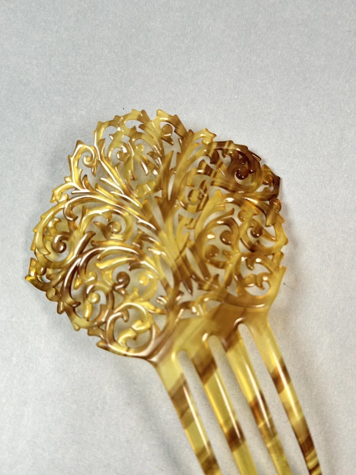VICTORIAN HAIR COMB FAUX TORTOISE SHELL LARGE HAIR FORK - Image 2 of 4