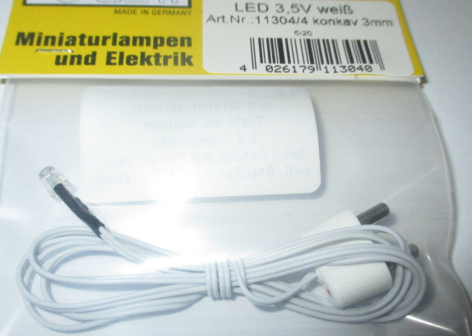 Thumbnail - Kahlert 11304 - Led 3mm Weiß Mit Weißem Kabel, 3,5 Volt Neu/ovp