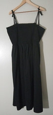 Shein Curve Women's Black Tie Shoulder Unlined Shirred Summer Dress, Size 2XL.