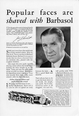 1931 Barbasol Shaving Cream Vintage Collectible Print AD James Corbett Pic (269)